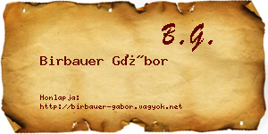 Birbauer Gábor névjegykártya
